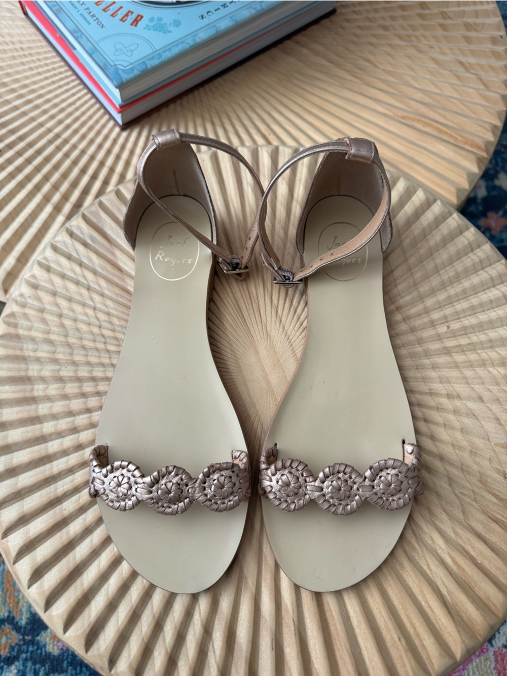 Jack Rogers Daphne Ankle Strap Flat Sandal Rose Gold size 9
